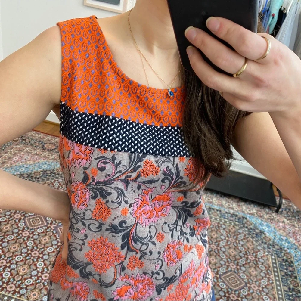Anthropologie Orange and Blue Floral Tank Top - Picture 3 of 15